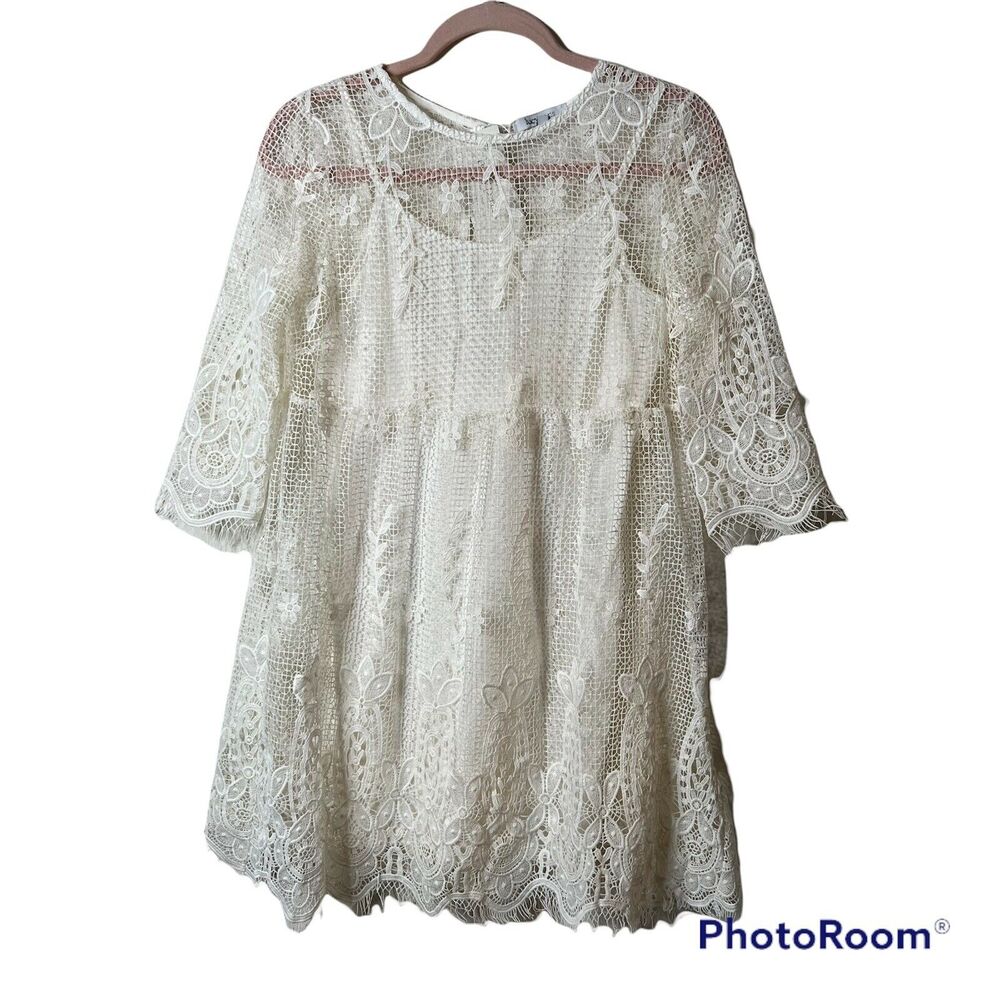 Lucy Paris Free as a Bird Dress Crochet White NWT Size XS